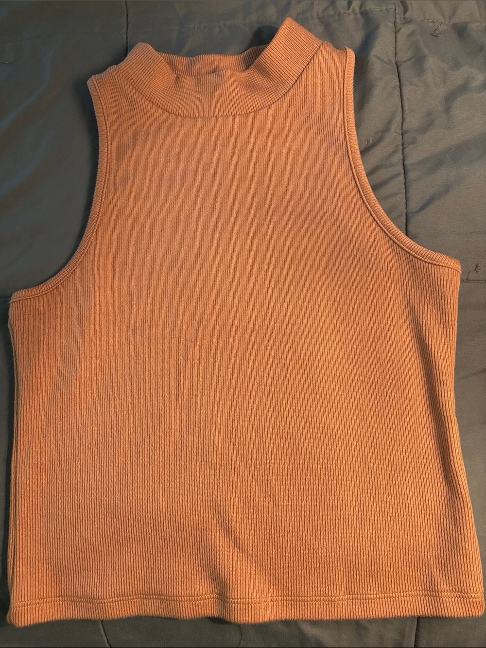 a new day Ribbed Sleeveless Mock Neck Tank Top in Rust Orange